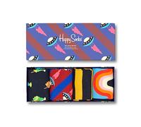 Happy Socks 4-Pack Navy Socks Set, coloridos y alegres, calcetines para hombre y mujer, Rojo-Azul-Negro-Amarillo (36-40)