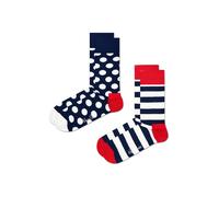 Happy Socks 2-Pack Classic Big Dot Socks, Calcetines Unisex adulto, Blau, Rot, Weiß,