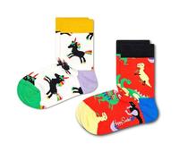 Happy Socks Calcetines 2-Pack Kids Dinosaur Talla 2-3Y, Multicolor, 2-3 años (Pack de 2) Unisex niños