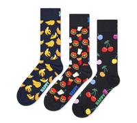 Happy Socks Calcetines 3-Pack Classic Banana Algodón Hombre Mujer Azul marino 41-46