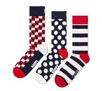 Happy Socks Calcetines 3-Pack Classic Filled Optic Algodón Hombre Mujer Azul marino 36-40