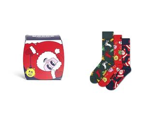 Happy Socks Calcetines 3-Pack Stuck in the Chimney Gift Set Algodón Unisex Rojo 41-46