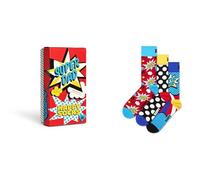 Happy Socks pack de 2 calcetines del día del padre, calcetines de algodón estampados divertidos y coloridos para regalo