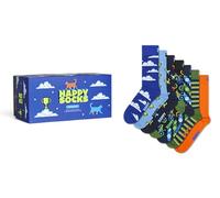 Happy Socks Calcetines 7-Days Crew en caja de regalo - Rayas, nubes, bicicletas y lunares - Paquete de 7 (tallas 41-46)