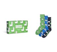 Happy Socks Calcetines animales adorables en caja de regalo: Llama, oveja y perro (paquete de 3, tallas 41-46)
