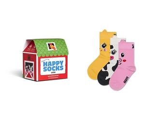Happy Socks Calcetines Kids 3-Pack Barn Animals Gift Set Algodón Niños Rojo 7-9Y