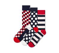Happy Socks 3-Pack Classic Filled Optic Socks Calcetines, Multicolor, 41-46 (Pack de 3) Unisex