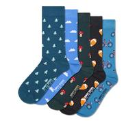 Happy Socks Colección Basics -Animales y Naturaleza- para Hombre y Mujer (FR/ES, Números, 36, 40, Regular, Regular, Pack de 5 calcetines naturales)