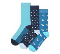 Happy Socks Colección Basics -Azul, Verde, Rosa, Gris con Trébol, Nubes y Hamburguesa -para Hombre y Mujer (FR/ES, Números, 36, 40, Regular, Regular, Pack de 3 calcetines azules)