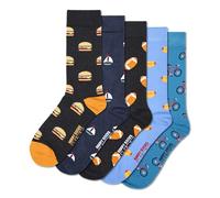 Happy Socks Colección Basics-Deportes y Alimentación- para Hombre y Mujer (FR/ES, Números, 36, 40, Regular, Regular, Paquete de 5 calcetines deportivos y gastronómicos)