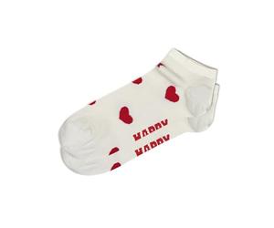 Happy Socks HEART LOW SOCK Corazón Zapatillas Calcetines Divertidos Calcetines Blancos Corazones Rojos