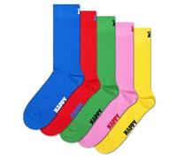 Happy Socks pack de 5 calcetines crew de colores, regalo original con calcetines rojos, amarillos, verdes, rosas y azules