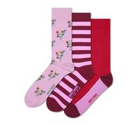 Happy Socks Paquete de 3 calcetines Lite Flowers, rosa claro, 36-40