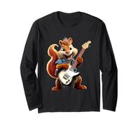 Happy Squirrel Rock Star Guitarra Eléctrica Diseño Músico Manga Larga