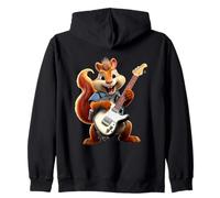Happy Squirrel Rock Star Guitarra Eléctrica Diseño Músico Sudadera con Capucha