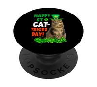Happy St Catricks Day Maine Coon Cat St Patricks Day Cats PopSockets PopGrip Adhesivo
