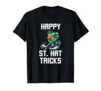 Happy St Hat Tricks Leprechaun Hockey Día de San Patricio Divertido Camiseta
