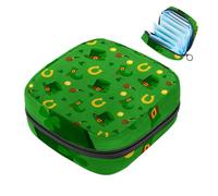 Happy St Patrick Lucky Green Clover-2086 - Kit para el primer período para niñas, bolsa menstrual de tampón, soporte para almohadilla de lactancia con cremallera, organizador de servilletas sanitarias