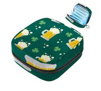 Happy St Patrick Lucky Green Clover - Kit de primera menstruación para niñas, bolsa menstrual de tampón, soporte para almohadilla de lactancia con cremallera, organizador de servilletas sanitarias