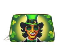 Happy St Patrick's Day - Bolsa de maquillaje de piel con cremallera para bolígrafos, papelería, lápiz labial, neceser, White, Talla única