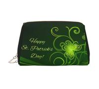 Happy St Patrick's Day - Bolsa de maquillaje de piel para cosméticos, organizador de viaje