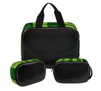 Happy St. Patrick's Day - Bolsa de maquillaje para mujeres y hombres, bolsa de cosméticos translúcida Happy Clovers, bolsa de baño, bolsa de ducha, 3 piezas de aseo de viaje, organizador de