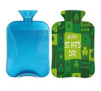 Happy St Patricks Day Botella de agua caliente con funda esponjosa, bolsa de agua caliente de gran capacidad de 2 litros, bolsa de agua para el día de Patricks para noches acogedoras, alivio del