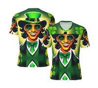 Happy St Patrick's Day - Camiseta deportiva de fútbol para hombre, cuello en V, manga corta, ajuste holgado, Negro, 3XL