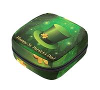 Happy St. Patrick's Day Clover - Bolsa de almacenamiento para servilletas sanitarias, bolsa de almohadilla menstrual portátil con cremallera para adolescentes, niñas, mujeres y mujeres