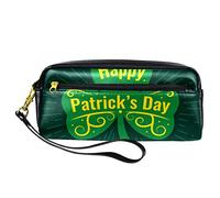 Happy St Patricks Day - Estuche para lápices de piel sintética con cremallera para niños y niñas, suministros escolares y de oficina