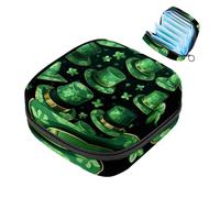 Happy St Patrick's Day Four Leaf Clover-689 - Kit para el primer período para niñas, bolsa menstrual de tampón, soporte para almohadilla de lactancia con cremallera, organizador de servilleteros