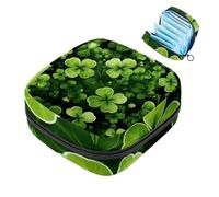 Happy St Patrick's Day Four Leaf Clover-788 - Kit para el primer período para niñas, bolsa menstrual de tampón, soporte para almohadilla de lactancia con cremallera, organizador de servilleteros