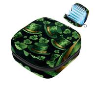 Happy St Patrick's Day Four Leaf Clover-832 - Kit para el primer período para niñas, bolsa menstrual de tampón, soporte para almohadilla de lactancia con cremallera, organizador de servilleteros