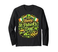 Happy St Patricks Day Lucky Shamrocks Irish Party Manga Larga
