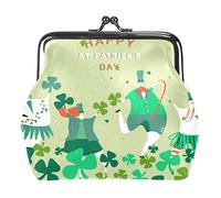 Happy St Patricks Day People Dancing Mujeres PU Cuero Monederos Niñas Mini Hebilla Monedero Bolsa