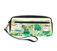 Happy St Patricks Day People - Estuche para lápices de piel sintética con cremallera para niños y niñas, suministros escolares y de oficina