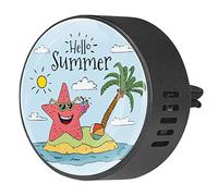 Happy Starfish Summer Island Vacation 2 piezas personalizado aromaterapia ambientador difusor de fragancia para coche, medallón difusor de coche, clip de ventilación para coche, oficina, cocina