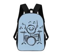 Happy Stick Figure Playing The Drums - Mochila unisex de hombro de 17 pulgadas, mochila de viaje para laptop para mujeres y hombres