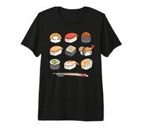 Happy Sushi Anime Kawaii Set Japanese Food Lover Otaku Manga Camiseta Premium