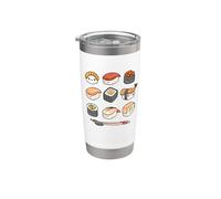 Happy Sushi Anime Kawaii Set Japanese Food Lover Otaku Manga Vaso térmico de acero inoxidable de doble pared
