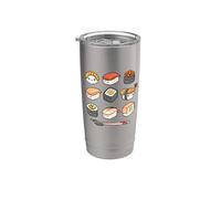 Happy Sushi Anime Kawaii Set Japanese Food Lover Otaku Manga Vaso térmico de acero inoxidable de doble pared