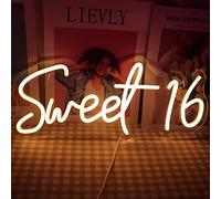Happy Sweet 16! "Sweet 16" Neon Light - LED Decoration for Party Wall, Teen Room, Home Office or Game Room, Special Touch for Birthdays, Achievements and Personal Spaces