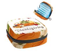 Happy Thanksgiving 2 Period Pouch portátil, tampón de almacenamiento para servilletas sanitarias, Varios colores, 4.7x6.6x6.6 in/12x17x17 cm