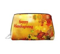 Happy Thanksgiving - Bolsa de maquillaje de piel de PVC para cosméticos, organizador de viaje, Silver, One Size