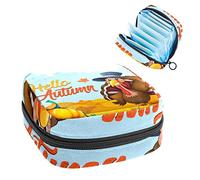 Happy Thanksgiving Day Turquía y Orange Autumn Period Bag portátil, bolsa de almacenamiento de tampones para servilletas sanitarias, Varios colores, 4.7x6.6x6.6 in/12x17x17 cm