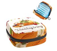 Happy Thanksgiving Period Bolsa portátil, bolsa de almacenamiento de tampones para servilletas sanitarias, Varios colores, 4.7x6.6x6.6 in/12x17x17 cm