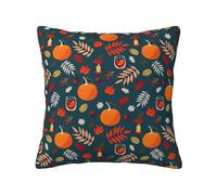 Happy Thanksgiving Pumpkin, funda de almohada con cremallera oculta, funda de cojín de poliéster, funda de almohada decorativa con impresión de doble cara
