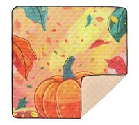 Happy Thanksgiving - Tapete de juego de espuma suave con hojas coloridas y calabaza, para interiores y exteriores, resistente al agua, acolchado, para bebés, niños pequeños, 50 x 50 pulgadas