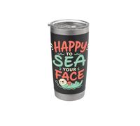 Happy to Sea Your Face Teacher Back to School Ocean Vaso térmico de acero inoxidable de doble pared