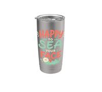 Happy to Sea Your Face Teacher Back to School Ocean Vaso térmico de acero inoxidable de doble pared